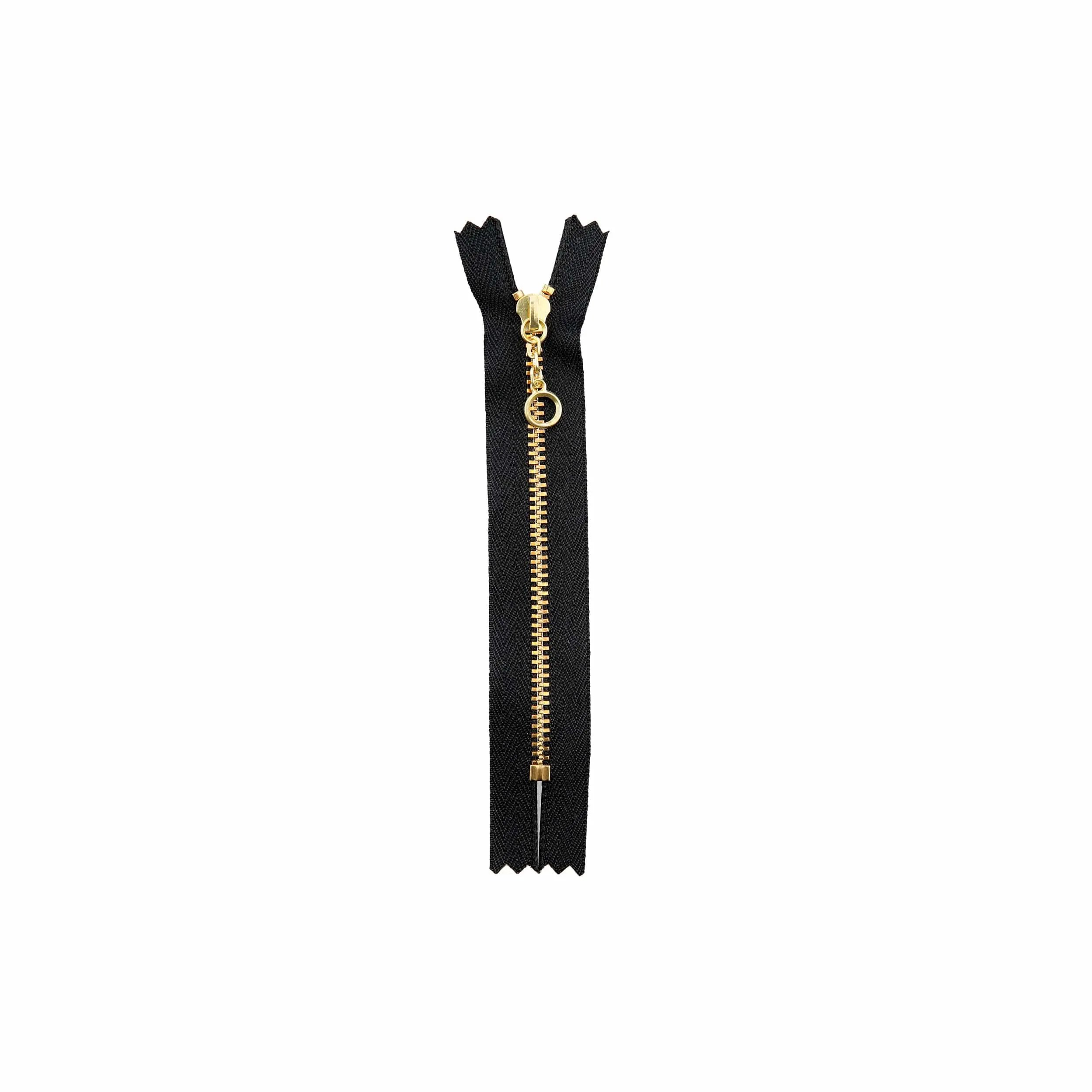 #3 Metal, Black, 5" YKK Closed End Handbag Zipper with Brass Teeth, #451-5-BLK-BRS