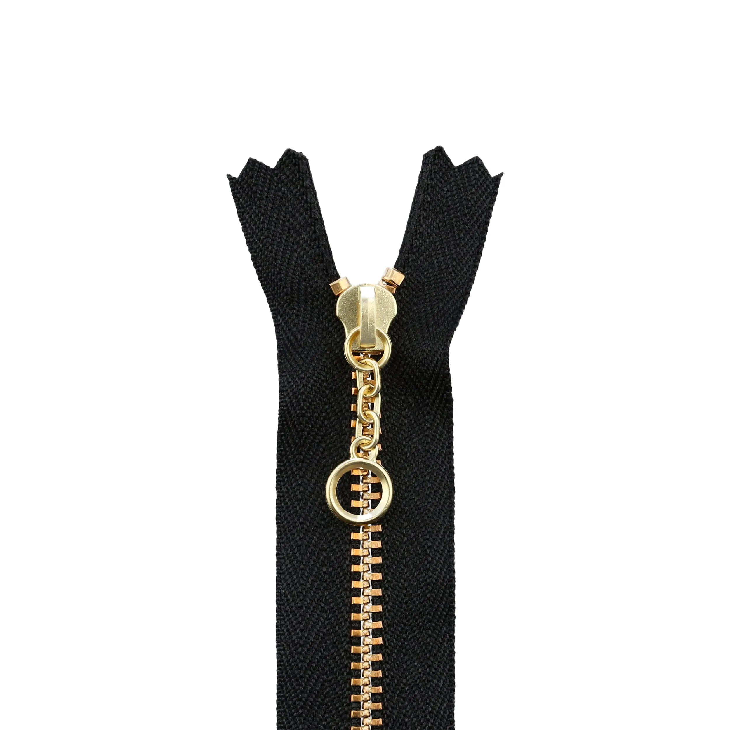 #3 Metal, Black, 5" YKK Closed End Handbag Zipper with Brass Teeth, #451-5-BLK-BRS
