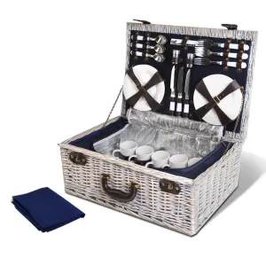 6 Person Outdoor Picnic Basket Cooler Bag Wicker