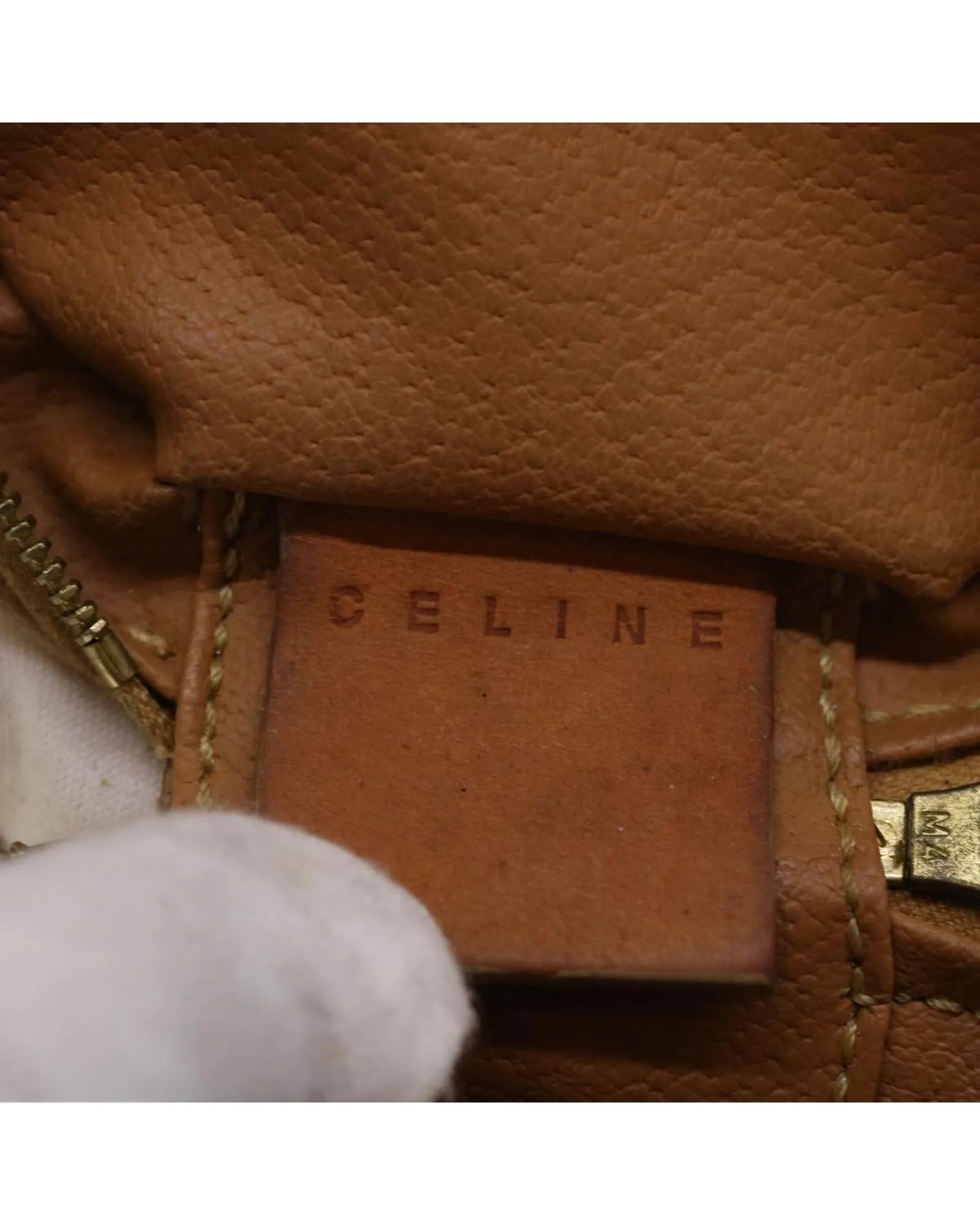 Canvas Pouch with PVC Leather Detail - Beige