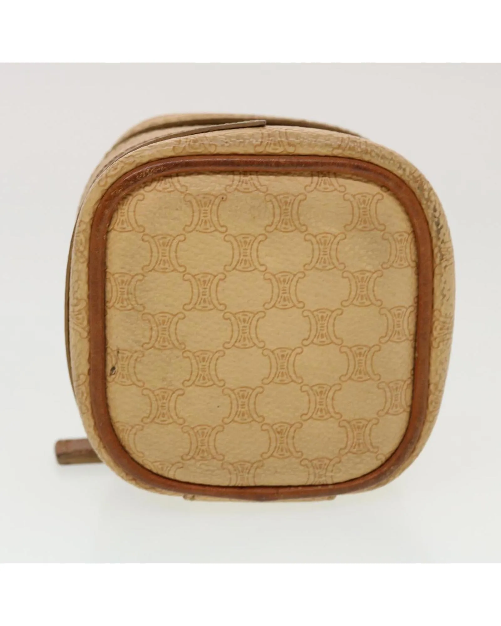 Canvas Pouch with PVC Leather Detail - Beige