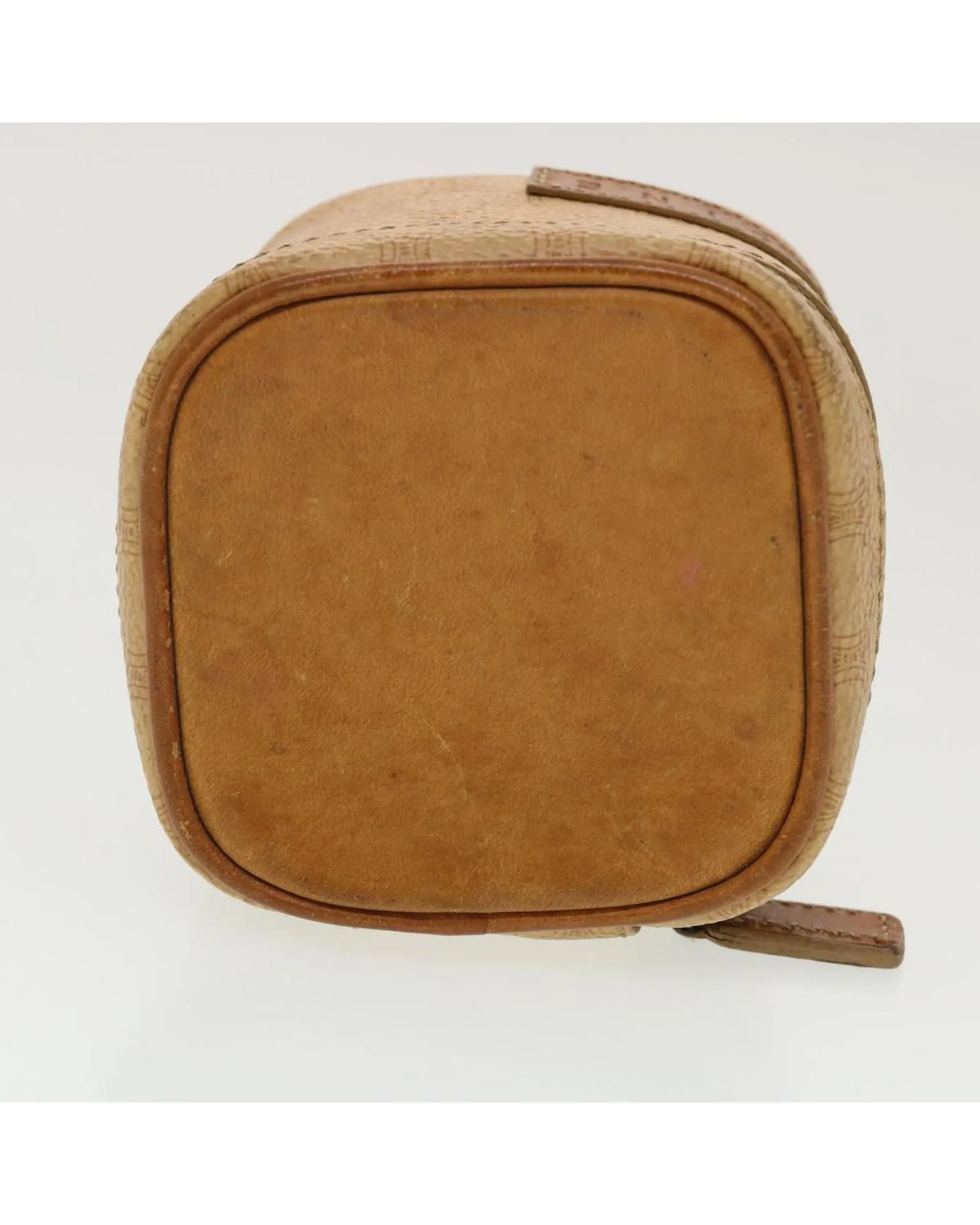 Canvas Pouch with PVC Leather Detail - Beige