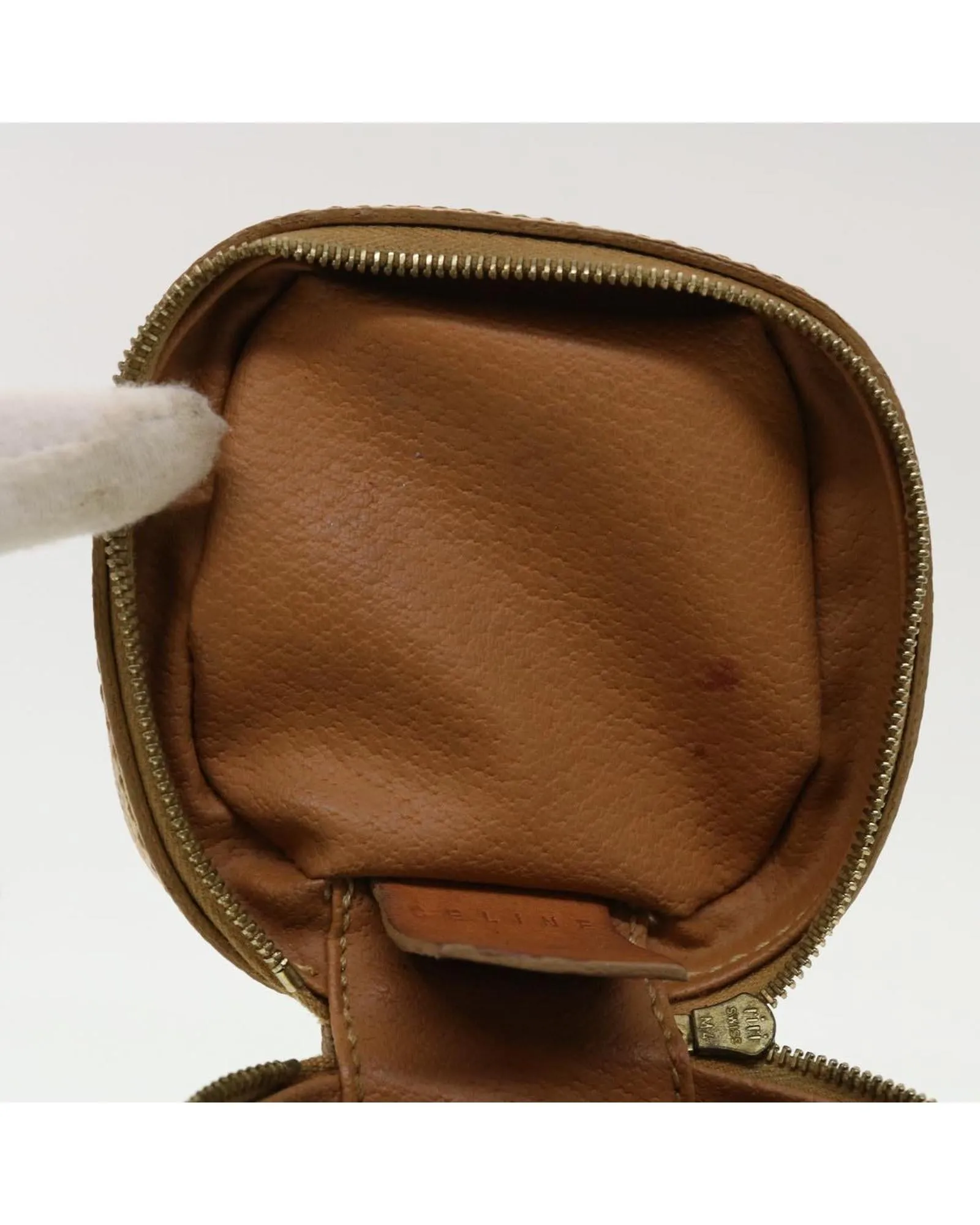 Canvas Pouch with PVC Leather Detail - Beige