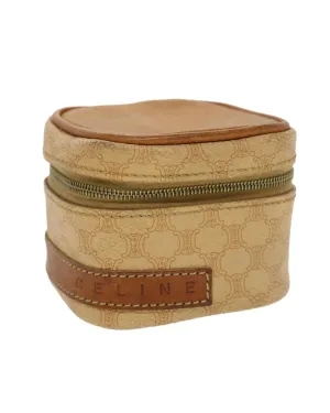 Canvas Pouch with PVC Leather Detail - Beige