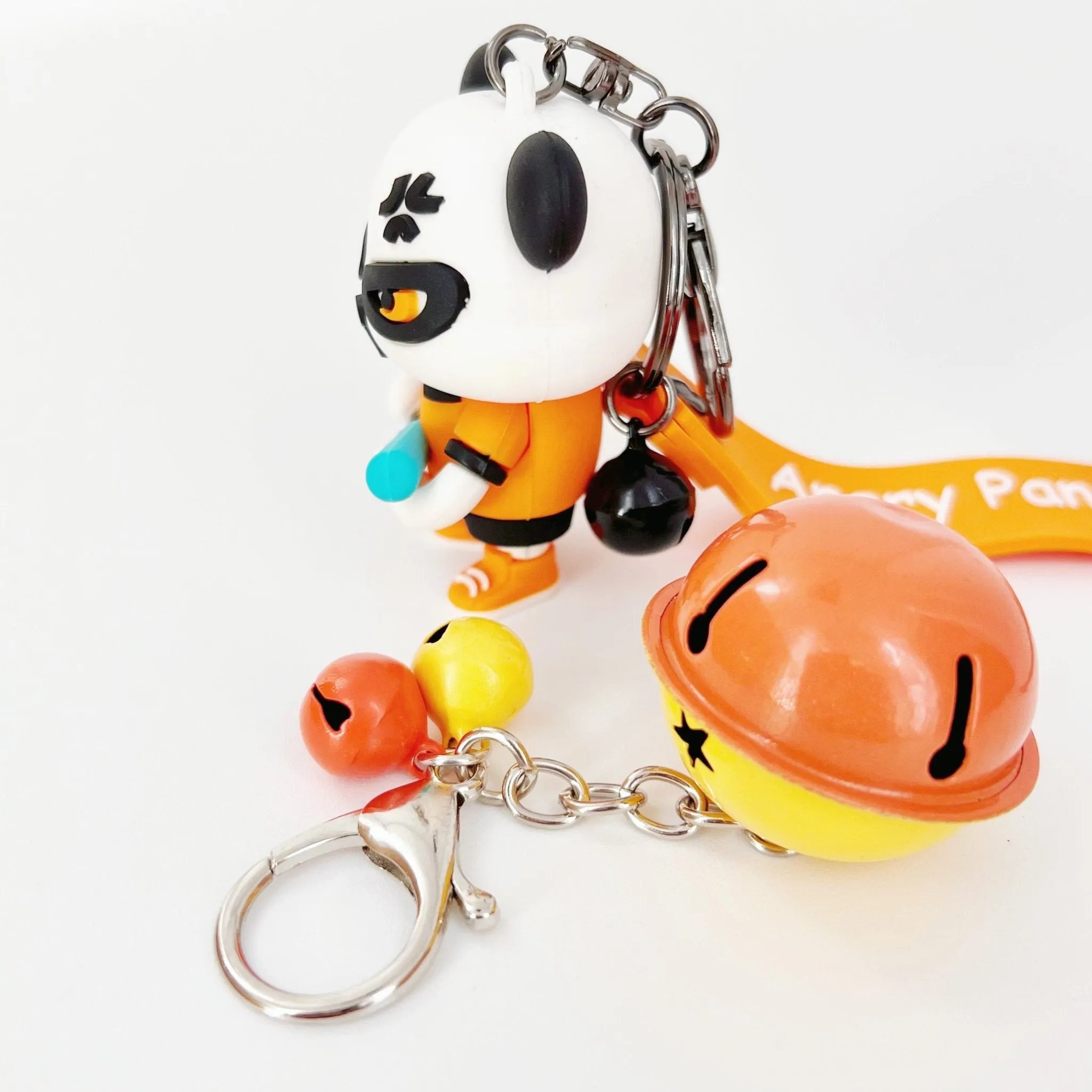 Cute Angry Panda Figure Keychain Pendant for Keys and Backpacks