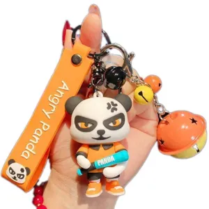 Cute Angry Panda Figure Keychain Pendant for Keys and Backpacks