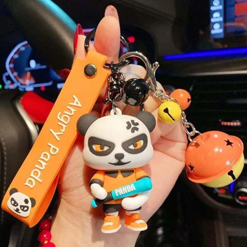Cute Angry Panda Figure Keychain Pendant for Keys and Backpacks