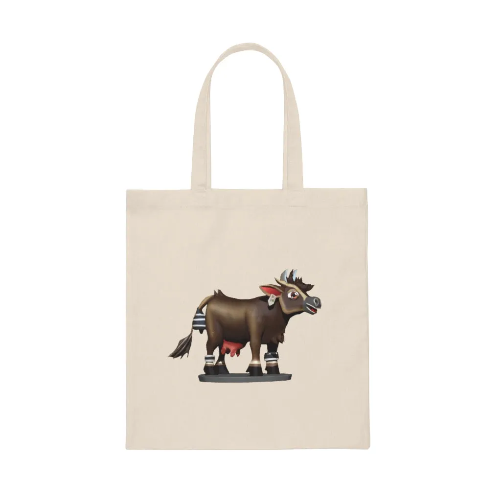 Dark Brown Cow Canvas Tote Bag