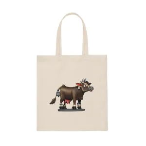 Dark Brown Cow Canvas Tote Bag