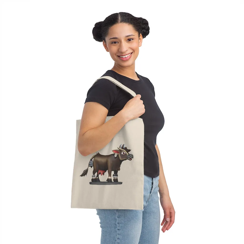 Dark Brown Cow Canvas Tote Bag
