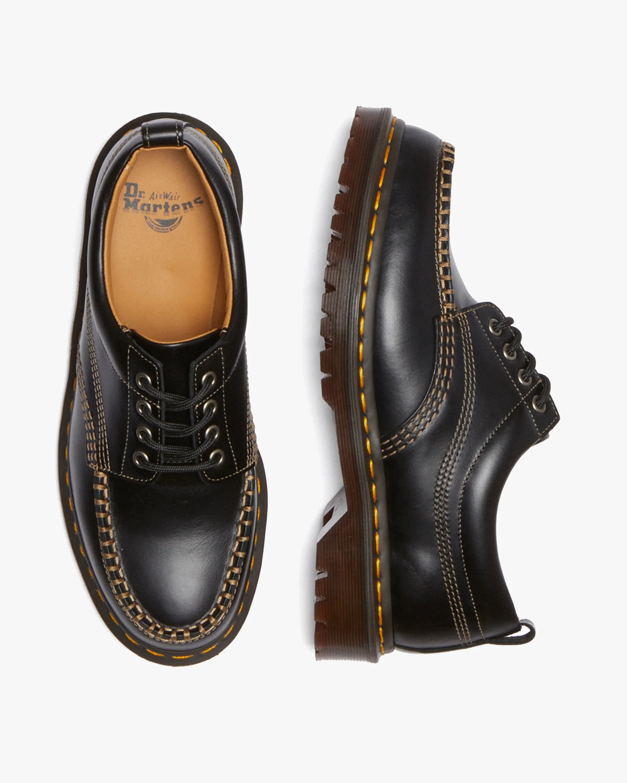 Dr Martens Archive Lowell 4-Eye Moc Toe Shoe - Black Analine Leather