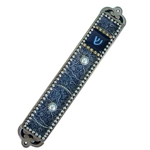Handcrafted Blue Galaxy Design Mezuzah