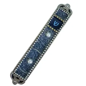 Handcrafted Blue Galaxy Design Mezuzah