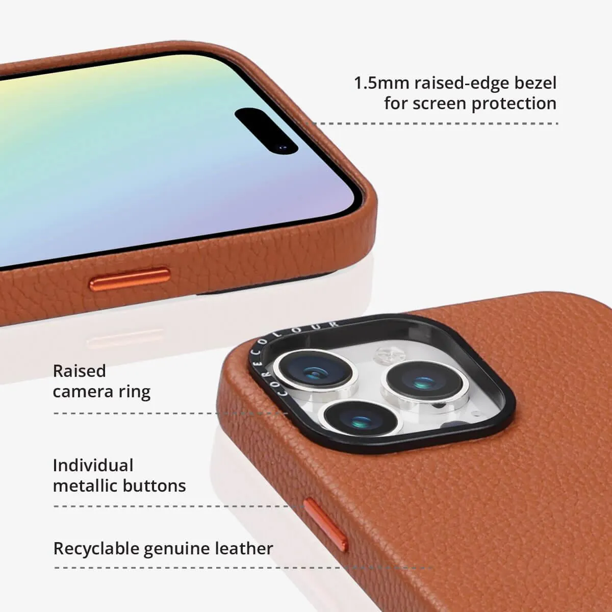 iPhone 12 Pro Pink Genuine Leather Phone Case