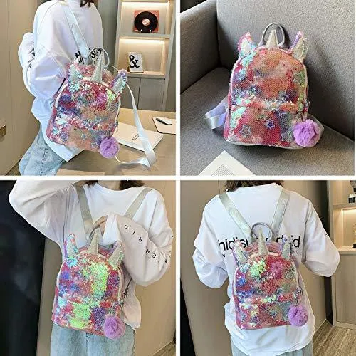 Kids Unicorn Backpack, Sequin Bag Girls School Bag