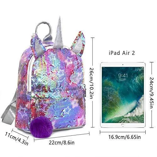 Kids Unicorn Backpack, Sequin Bag Girls School Bag
