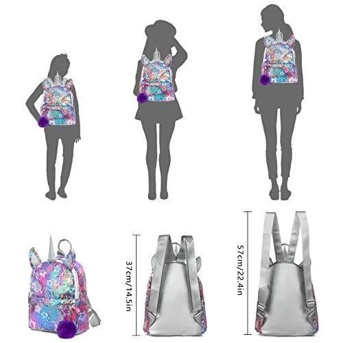Kids Unicorn Backpack, Sequin Bag Girls School Bag