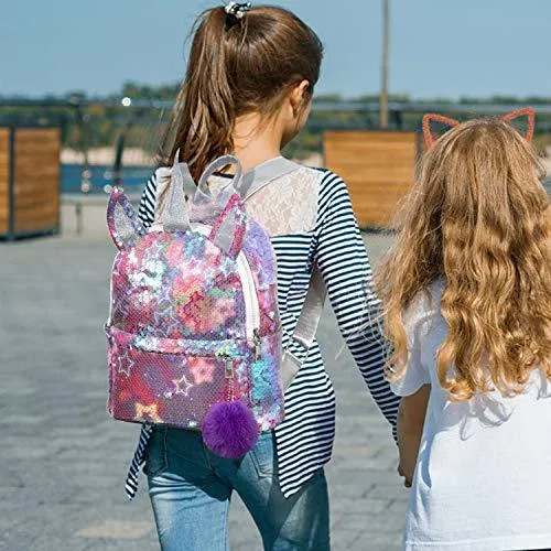 Kids Unicorn Backpack, Sequin Bag Girls School Bag