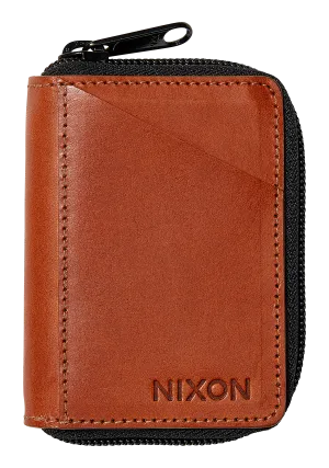 Orbit Zip Card Leather Wallet - Saddle