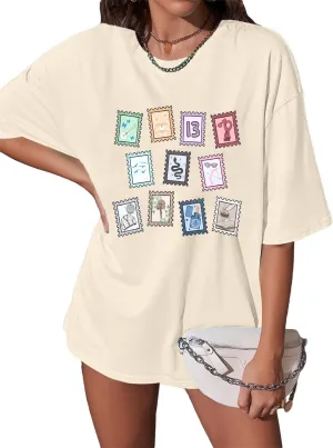 Oversized Country Music Album Shirts Women Concert T-Shirt Vintage Funny Stamp Graphic Tee Music Lovers Short Sleeve Tops