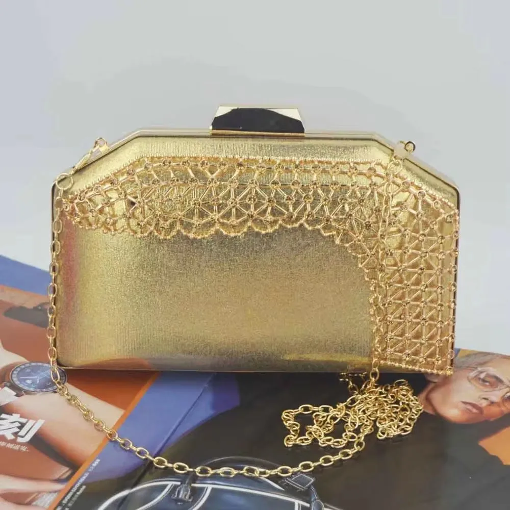 Pink Champagne Beaded Crystal Clutch Bag - Mini Evening Handbag