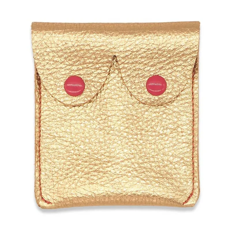 Rose Gold Metallic Boob Pouch: Leather Feminist Coin Purse: Rose Gold