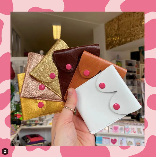 Rose Gold Metallic Boob Pouch: Leather Feminist Coin Purse: Rose Gold