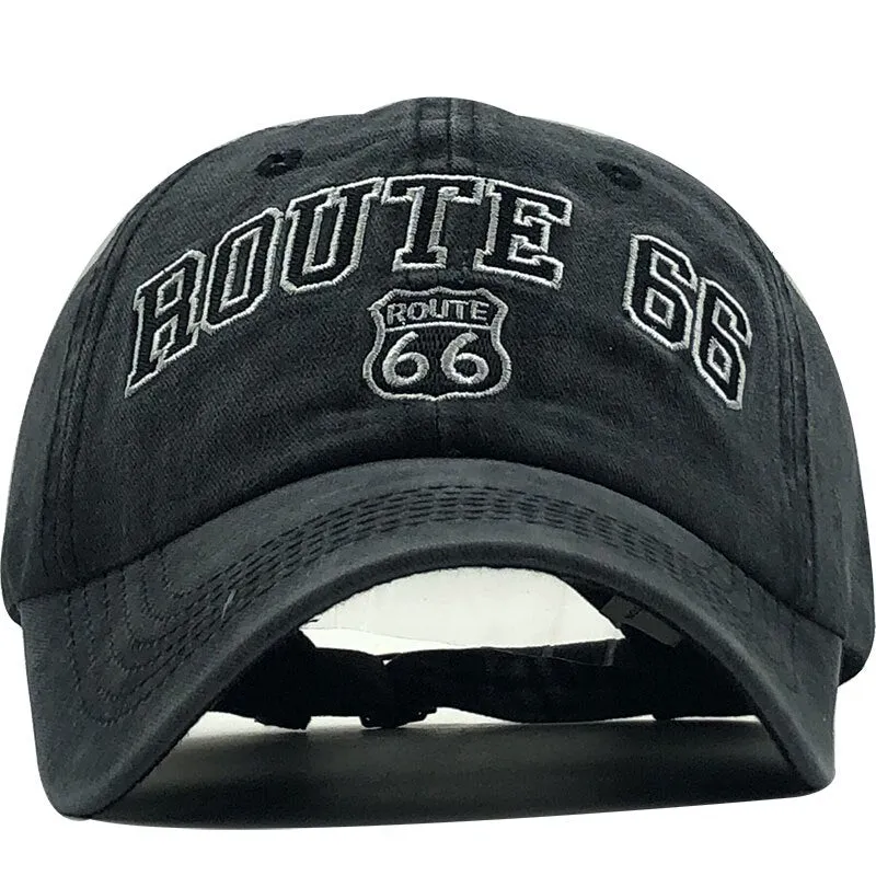 'Route 66' Vintage Style Washed Cap