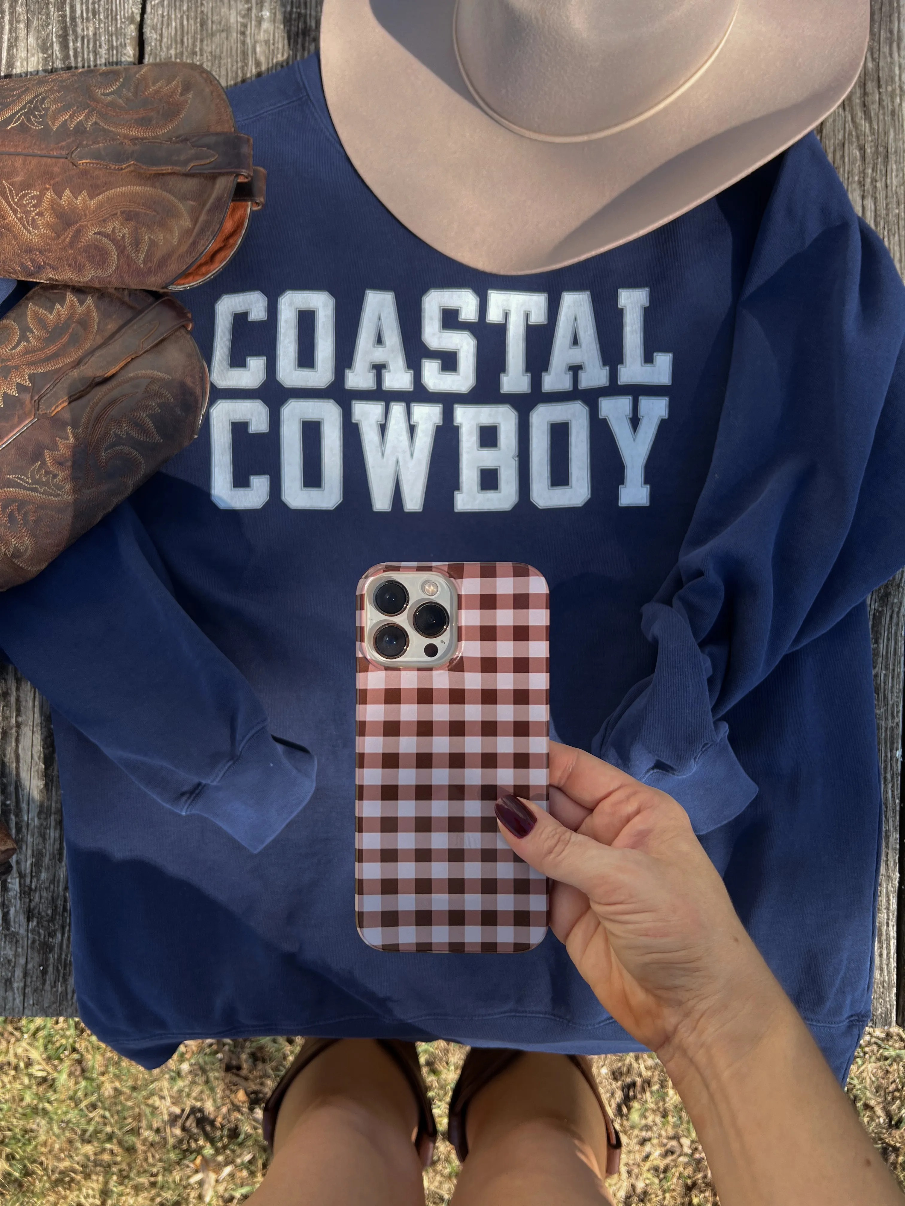 Saddle Brown Gingham iPhone Case