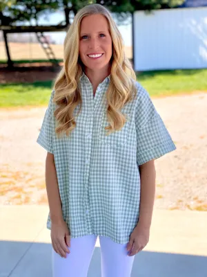 Sage Gingham Picnic Top