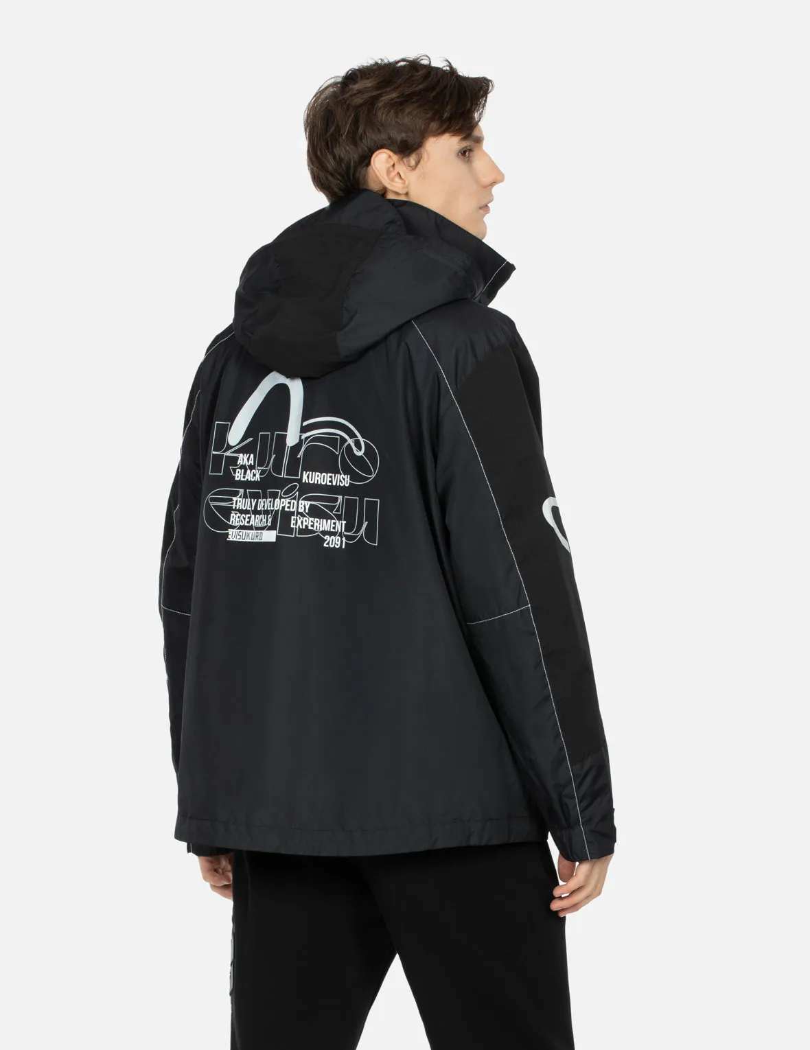 Seagull and Logo Print Slim Fit Windbreaker
