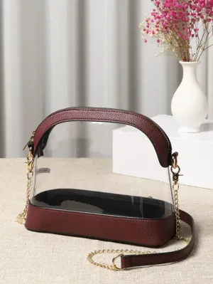 Sienna Clear Stadium Bag - Wine