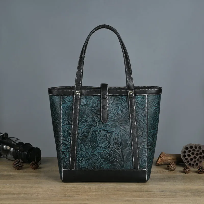Vintage Vegetable Tanned Leather Women Handbas 9006