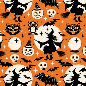 Witching Hour | Witchy Wonders Allover Orange  | Heather Dutton for P&B Textiles